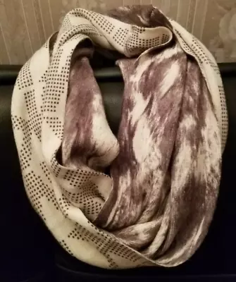 Michael Kors Authentic Knit Infinity Scarf Gray/white Reversible MK Logo • $19