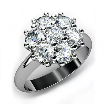 2ct Round Cut Lab-Created Moissanite Flower Cluster Engagement Ring Gold Plated • £131.99