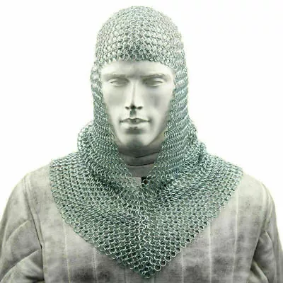 Medieval Aluminium Chain Mail Hood Chainmail Coif Re-enactment Hoodie For Larp • $67.38