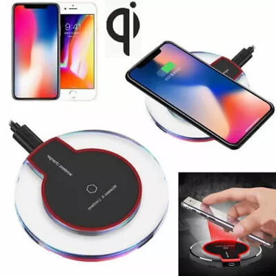 QI Wireless Charger WiFi Charging Pad Mat Dock For IPhone 8 X 11 Samsung S6 9 10 • £4.19