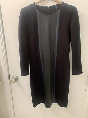 J Crew Black Leather Panel Sheath Dress. Sz 8 • $14.99