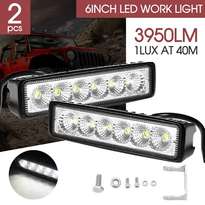 Pair 6Inch Led Work Light Bar Flood Reverse Fog Lights 4WD AU • $15.94