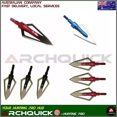 6x Archery Hunting Broadheads - 2 Blade 100/125grain Compound Bow Recurve Bow • $32.50