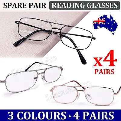 4 Pairs Standard Metal Adult Reading Glasses +1.0~+4.0 Unisex Mens Women Classic • $24.95