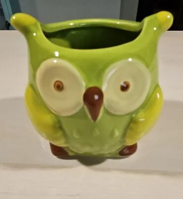 Mini Ceramic Green Hoot Owl Planter • $7.50