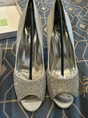 Style Shoe Box Dimonte Peep Toe Heels Silver Size 5uk Worn Once • £20