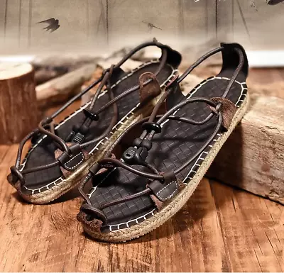 Men's Roman Retro Sandals Rope Closed Toe Beach Shoes Fisherman Casual Outdoor • $68