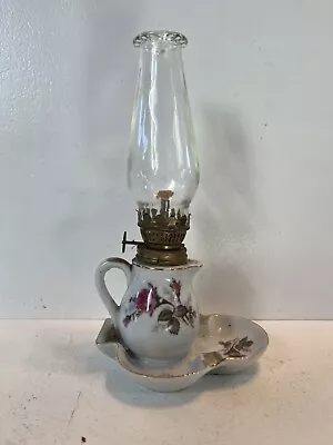 1950’s Unique Moss Rose Oil Lamp And Ashtray Combination  • $17