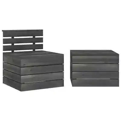 VidaXL 2 Piece Garden Pallet Lounge Set  Pinewood Dark Grey Home Furniture • £131.23