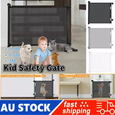 Kid Safety Gate Retractable Mesh Pet Dog Security Barrier Stair Fence Guard AU • $54.99