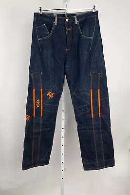 Marithe Francois Girbaud Jeans Mens 34M Embroidered Strap Spell Out 34x33.5 • $103.96