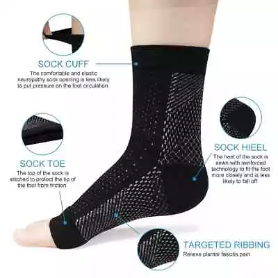 Neuropathy Socks Ankle Compression Socks For Women Men Breathable Anti-Slip Ank • £3.49