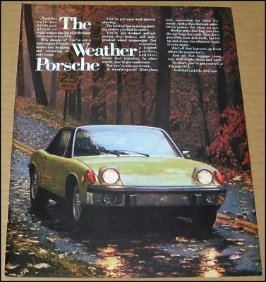 1973 Porsche 914 Print Ad Car Automobile Advertisement Vintage The Weather • $12.39