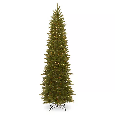 National Tree Company 9 Foot Fir Slim Christmas Tree W/ Stand And Lights (Used) • $95.71