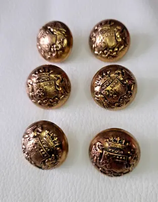 18mm Light Metal Domed Military Style Shank Buttons Gold 6 Pack • £4.99