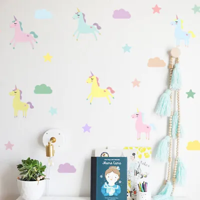 29pcs Unicorn Wall Sticker Decal Kids Nursery Decor Waterproof PVC Sticker • $9.95