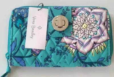 Vera Bradley Peacock Garden  Rfid Turnlock Wallet (large 7.5  X 5 ) • $28