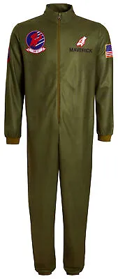 Mens Top Gun Fleece All In One Teens Maverick Flight Suit Pyjamas Loungewear Pjs • £29.99