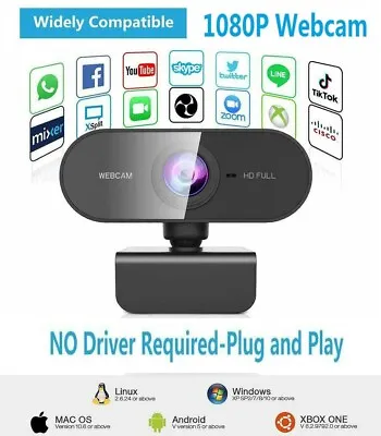 Zoom Skype FHD USB Webcam & Mic Full HD 1080P Streaming Camera For PC MAC Laptop • $12.99