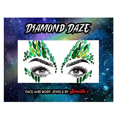 Poison Ivy Mermaid Green Face Jewels Festival Costume Mardi Gras Gems Halloween • $18.95