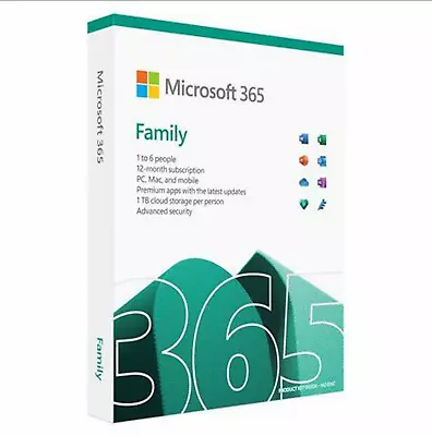 Microsoft 365 Family 12-Month Subscription 6 Users Shipped USPS • $69.99