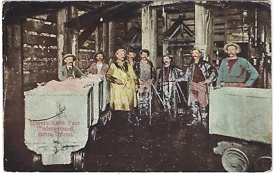 Miners 3000 Feet Underground Butte Montana Vintage Postcard • $9.95