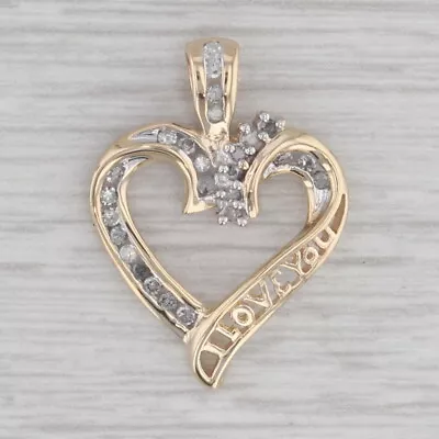 I Love You Diamond Open Heart Pendant 10k Yellow Gold • $139.99