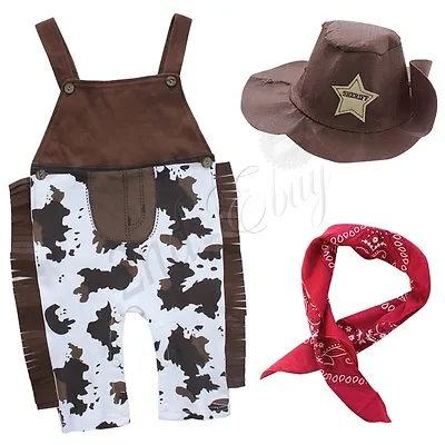 Baby Boy Girl Cowboy Costume Fancy Dress Outfit Wild West Halloween Party 6-24M • £5.24