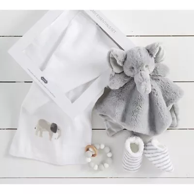 Mud Pie E0 Baby Shower Gifts Boxed Set Elephant Woobie Booties Burp & Teether • $24.99