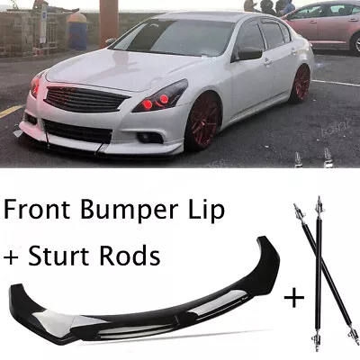 Front Bumper Chin Lip Splitter Spoiler Body Kit+Strut Rods For Infiniti M37 M37x • $75.99