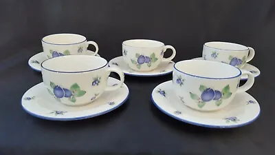 £22.99 • Buy Royal Doulton Blueberry Everyday Collection   CUP & SAUCERS  X 5