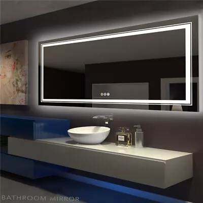 Jumbo Large LED Bathroom Mirror Double Lights & Backlit Vanity Makeup Anti Fog • $209.96