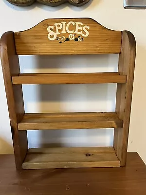 Vintage Wood Wall Spice Rack 60s Kitchen Decor • $25