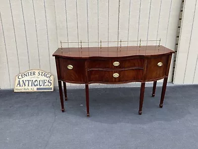 64657   Inlaid  Thomasville Serpentine Front Sideboard Server With Brass Gallery • $1175