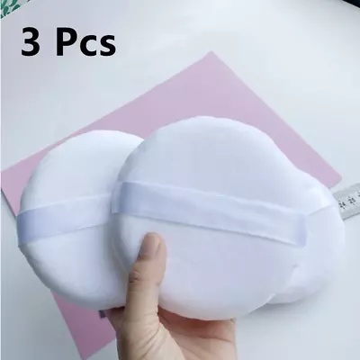 Powder Puff Large Size. Velour Body Makeup Puff With Satin Ribbon 3PCS Gifts USA • $6.79