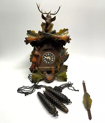 Vintage Cuendet Musical Swiss Chalet Cuckoo Clock Hunting Danube UNTESTED • £284.97