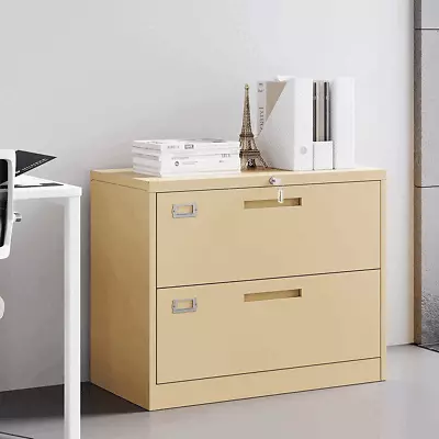 Metal Lateral File Cabinet 2 Drawer Storage Filing Cabinet Organizer With Lock • $69.99