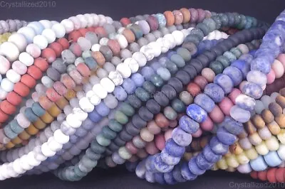 Matte Natural Gemstones Rondelle Spacer Loose Beads 4mm X 6mm 5mm X 8mm 15.5” • $7.58