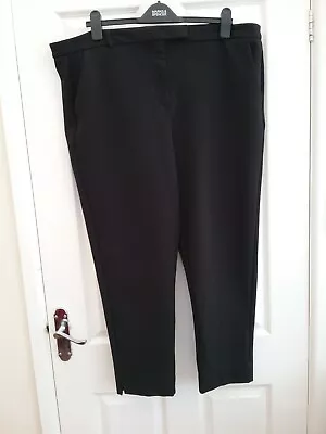 * Marks And Spencer M & S Black Jersey Straight Leg Trosuers Size 22 Reg New • £19