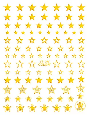 Pentagram Gold Solid & Hollow Star Perfect 3D Art Nail Sticker CB046 (4 Colors) • $2.75