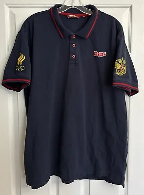 Bosco Sport Polo Embroidered Mens XXL Blue Red Russia. *Has Stain* • $49.99