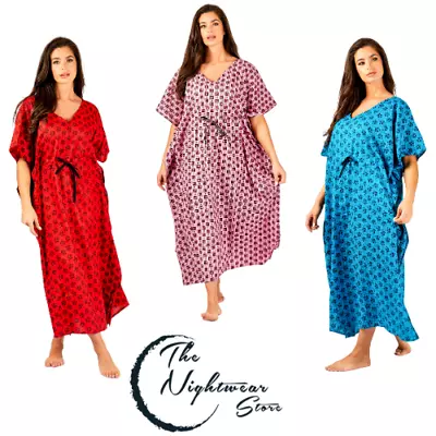 Ladies 100% Cotton Kaftan Button Up Kaftan FREE SIZE Loose Fit Breathable Kaftan • £13.99