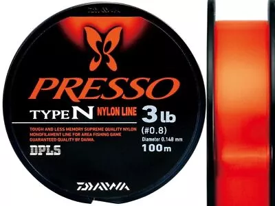 Daiwa Presso TYPE-N 100m #0.8-3 Lb Nylon Fishing Line Orange Ship From Japan • $66.81