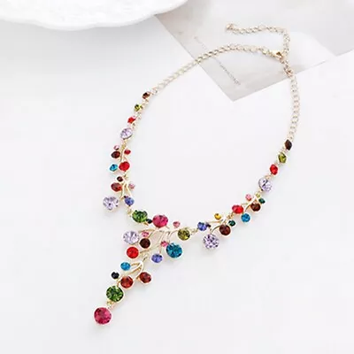 1 Pc Personality Y-Type Color Crystal Clavicle Chain Vintage Sweater Necklace YG • $7.59