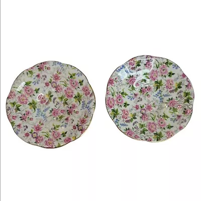 2 Vintage Chintz Rosina China Saucers Replacement Tea Cup • $15.89