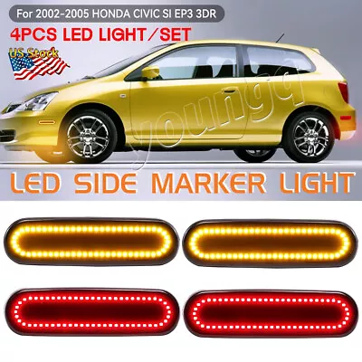 For 2002-2005 Honda Civic Si EP3 3DR Smoked LED Front / Rear Side Marker Lights • $45.85