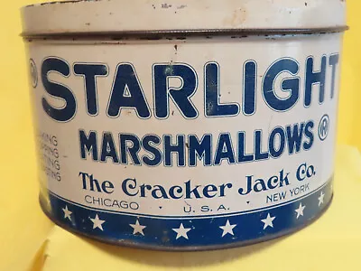 Stunning STARLIGHT Antique Marshmallow Tin Cracker Jack Co. Chicago NY Mint • $200