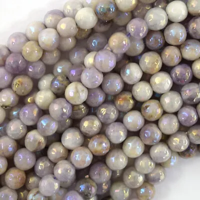 Mystic Titanium Faceted L Purple Amethyst Round Beads 15  Strand 6mm 8mm 10mm • $10.99