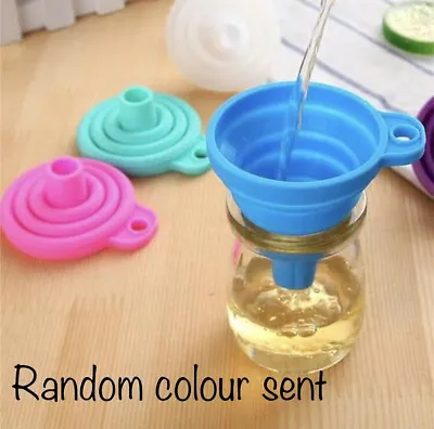 Collapsible Silicone Foldable Kitchen Liquid Funnel - Random Colour Sent • £1.99