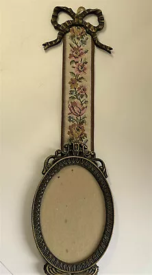 Vintage Brass Oval Frame Tapestry Ribbon Hanger Brass Bow Hanger • $22.17